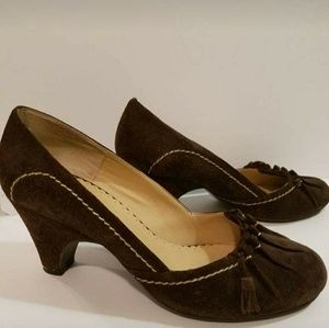 Perlina Chocolate Suede Pumps with tassle